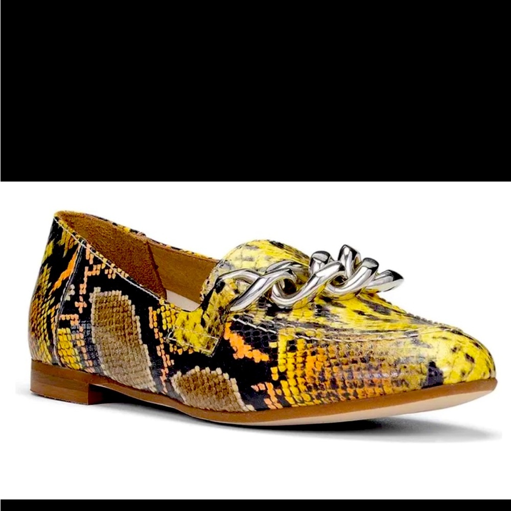 Donald Pliner Nolin VP metallic mini viper lemon- size 6.5 (36.5 EU)